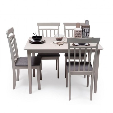 Conjunto de comedor KANSAS GRAY mesa 112x72 cm y 4 sillas de comedor color gris