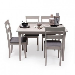 Conjunto de comedor KANSAS & DALLAS GRAY mesa 112x72 cm y 4 sillas de comedor color gris