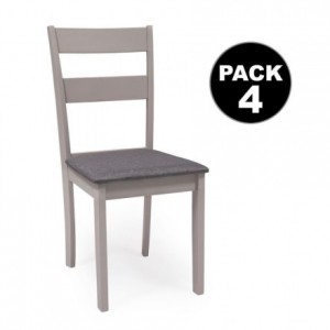 Conjunto de comedor KANSAS & DALLAS GRAY mesa 112x72 cm y 4 sillas de comedor color gris