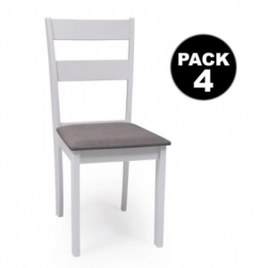 Conjunto de comedor KANSAS & DALLAS WHITE mesa 112x72 cm. y 4 sillas de comedor color blanco