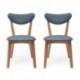 Pack de 2 sillas de comedor MELAKA tapizadas en tela y patas de madera de roble