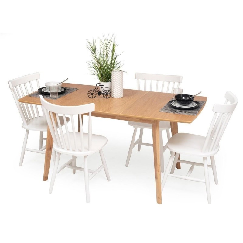 Silla de comedor MELAKA tapizada en tela y patas de madera de roble