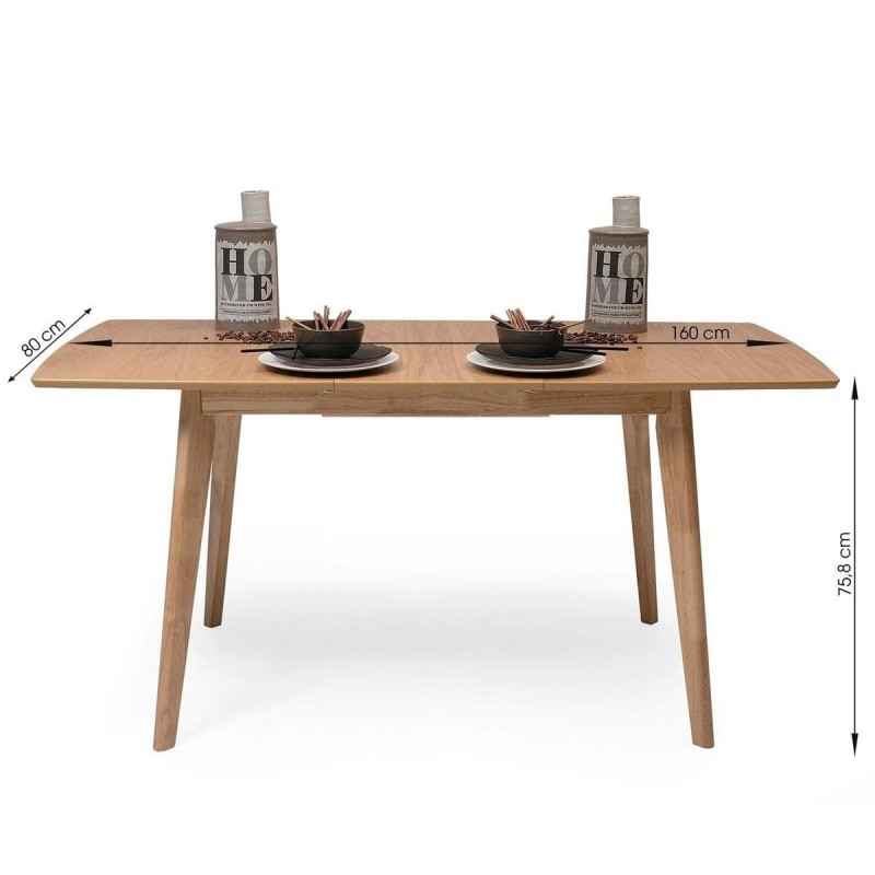 Conjunto de comedor/cocina de diseño nórdico MELAKA mesa fija de 75x75 cm y  2 sillas color roble y blanco - Centro Mueble Online