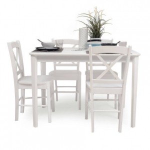 Conjunto de comedor o cocina GOLF mesa y 4 sillas color negro, blanco o natural