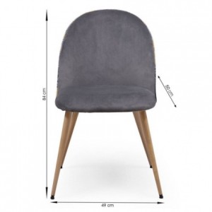 Pack de 4 sillas MADEIRA tela velvet color gris oscuro o claro y tela con detalles florales y patas de metal acabado madera