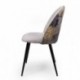 Pack de 4 sillas MADEIRA tela velvet color gris oscuro o claro y tela con detalles florales y patas de metal color negro