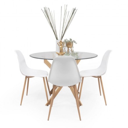 Conjunto de comedor de diseño nórdico MELAKA mesa extensible y 4 silla