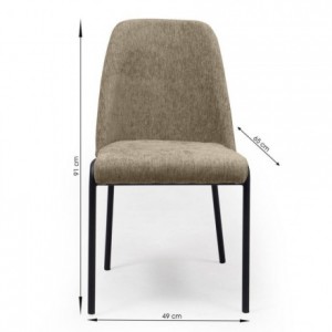Pack de 2 sillas de comedor DURAN, tapizadas en tela jaspeada color gris o verde, patas metálicas color negro