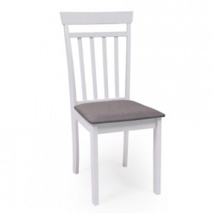 Pack de 2 sillas de comedor o cocina KANSAS madera y MDF color blanco asiento tapizado color gris