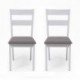 Juego de 2 sillas de comedor o cocina DALLAS estructura madera color blanco asiento tapizado color gris