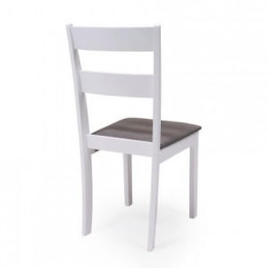 Juego de 2 sillas de comedor o cocina DALLAS estructura madera color blanco asiento tapizado color gris