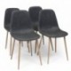 Pack de 4 sillas de comedor CAIRO ANTIQUE tapizadas en polipiel y patas de metal símil madera