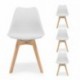 Juego de 4 sillas de comedor nordicas DAY asiento PP y patas de madera de haya. Diseño nórdico.