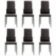 Pack de 6 sillas de comedor ELEOS, tapizadas en tela gris oscuro con capitoné con patas metálicas en negro