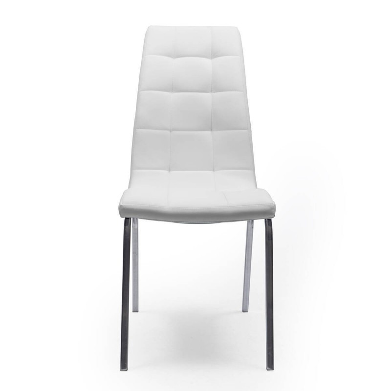 Silla de comedor ALEX tapizada en polipiel y patas de metal cromadas