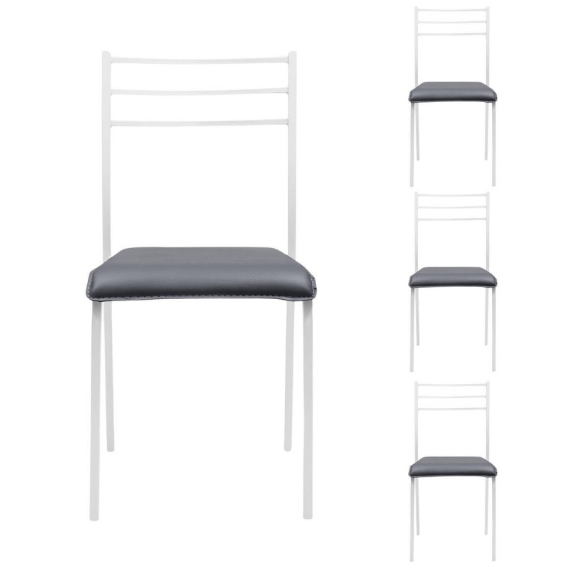 Pack de 4 sillas de cocina PARIS asiento de pvc y estructura de metal