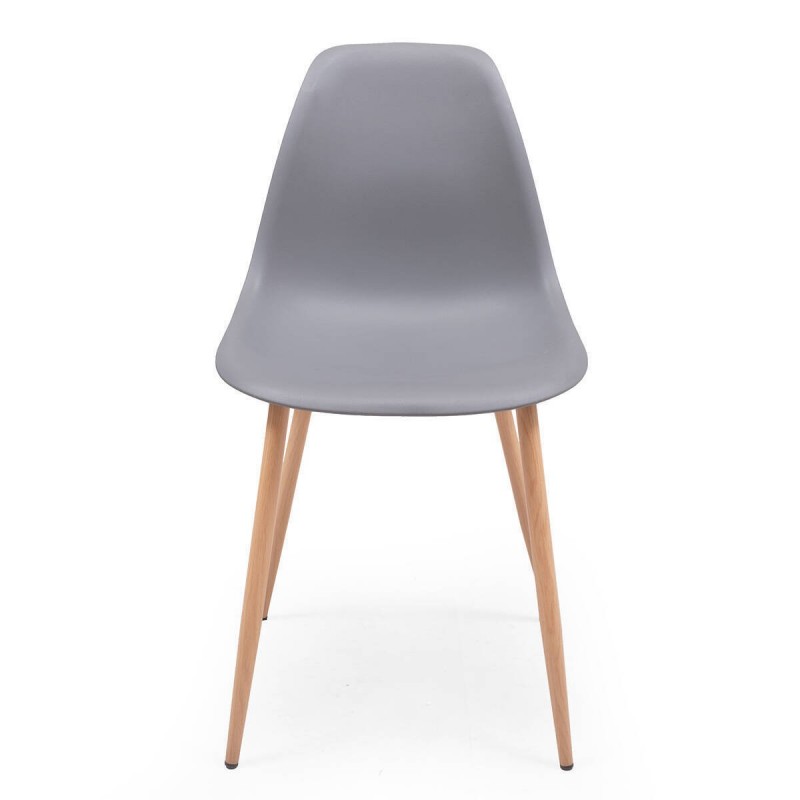Silla de comedor CAIRO NORDIC asiento de polipropileno y patas de metal símil madera
