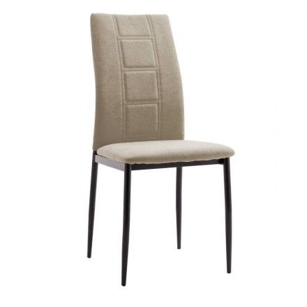 Silla de comedor ROSI, tapizada en tela, patas metálicas en negro mate