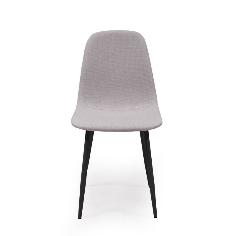 Silla comedor LEIVA tapizada en tela beige claro y patas metálicas