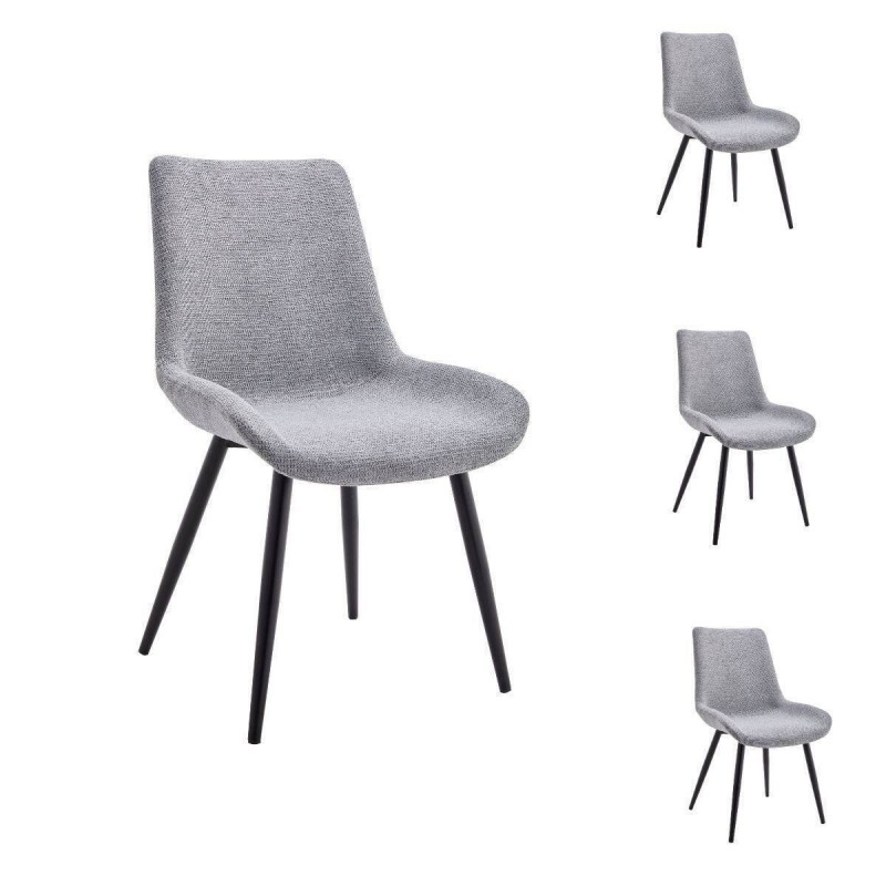 Pack 4 Sillas comedor tapizada DUBAI con patas metálicas color negro