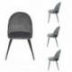 Pack de 4 sillas MADEIRA tela velvet color gris oscuro y tela con detalles florales y patas de metal color negro.