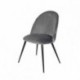 Pack de 4 sillas MADEIRA tela velvet color gris oscuro y tela con detalles florales y patas de metal color negro.