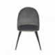 Pack de 4 sillas MADEIRA tela velvet color gris oscuro y tela con detalles florales y patas de metal color negro.