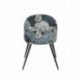 Pack de 4 sillas MADEIRA tela velvet color gris oscuro y tela con detalles florales y patas de metal color negro.
