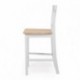 Pack de 2 taburetes altos LEYA madera lacada en color blanco mate con asiento en color roble