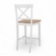 Pack de 2 taburetes altos LEYA madera lacada en color blanco mate con asiento en color roble