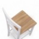 Pack de 2 taburetes altos LEYA madera lacada en color blanco mate con asiento en color roble
