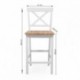 Pack de 2 taburetes altos LEYA madera lacada en color blanco mate con asiento en color roble