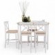 Conjunto PADDY-LEYA Mesa alta de cocina + 4 taburetes lacado blanco. Tapa en color Roble.