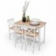 Conjunto PADDY-LEYA Mesa alta de cocina + 4 taburetes lacado blanco. Tapa en color Roble.