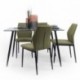 Conjunto de comedor CAIRO 120 BAY mesa cristal de 120 cm y 4 sillas BAY tapizadas