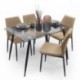 Conjunto de comedor CAIRO 120 BAY mesa cristal de 120 cm y 4 sillas BAY tapizadas