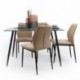 Conjunto de comedor CAIRO 120 BAY mesa cristal de 120 cm y 4 sillas BAY tapizadas