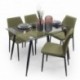Conjunto de comedor CAIRO 120 BAY mesa cristal de 120 cm y 4 sillas BAY tapizadas