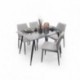 Conjunto de comedor CAIRO 120 BAY mesa cristal de 120 cm y 4 sillas BAY tapizadas