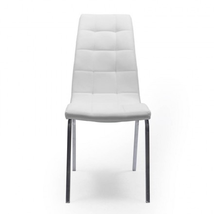 Silla de comedor ALEX tapizada en polipiel y patas de metal cromadas