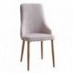 Silla de comedor QUEEN tapizada en tela y patas metálicas en acabado madera
