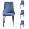 Pack de 4 sillas de comedor QUEEN, tapizadas en tela, patas metálicas en color negro